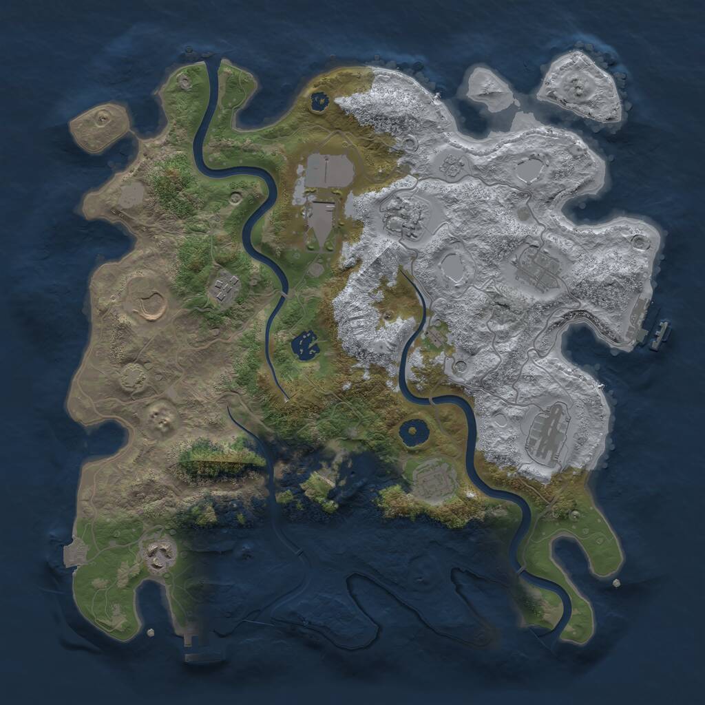 Rust Map: Procedural Map, Size: 3750, Seed: 53287694, 16 Monuments