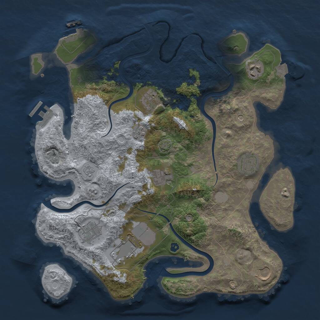 Rust Map: Procedural Map, Size: 3515, Seed: 123654, 14 Monuments
