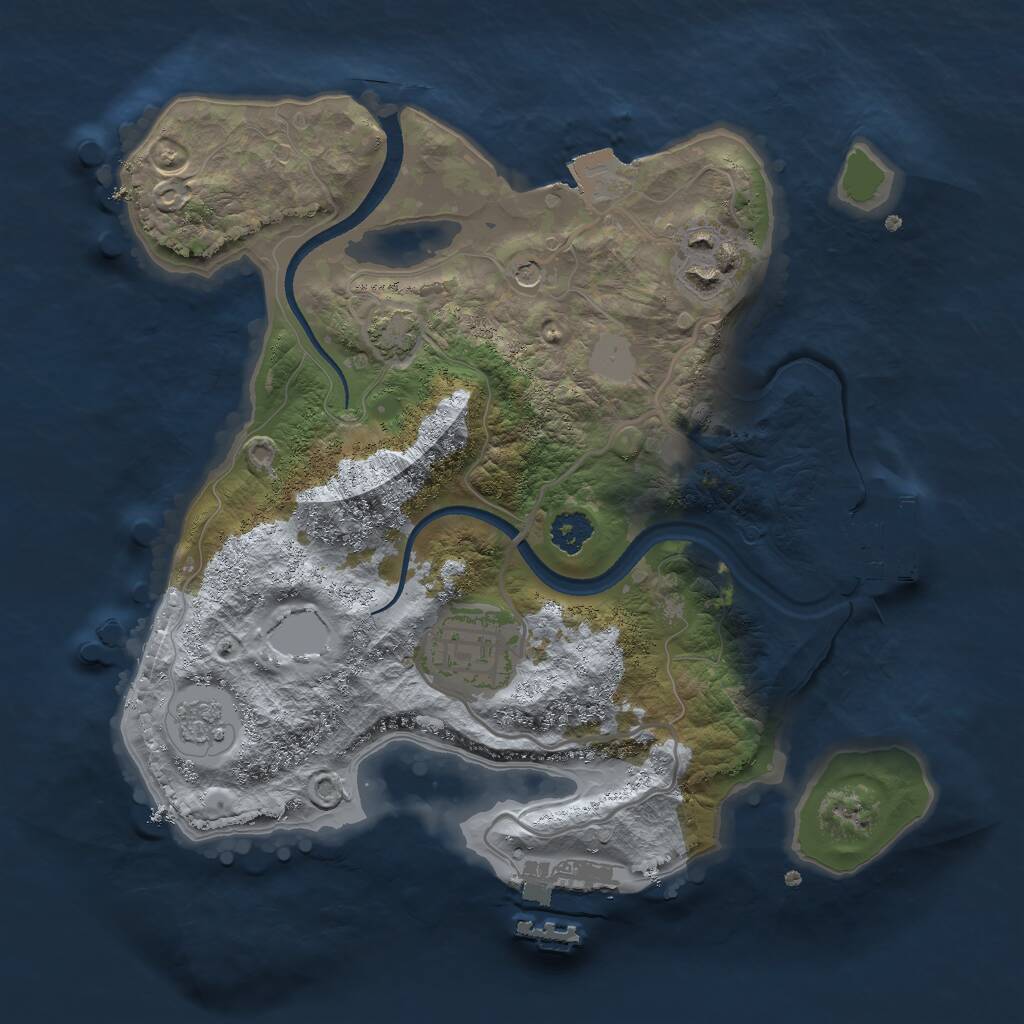 Rust Map: Procedural Map, Size: 2500, Seed: 1017342231, 8 Monuments