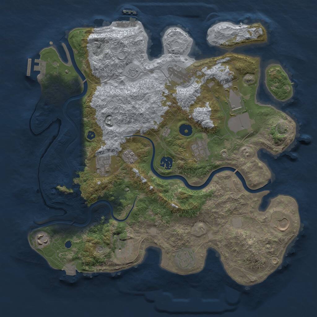 Rust Map: Procedural Map, Size: 3700, Seed: 1083367927, 16 Monuments