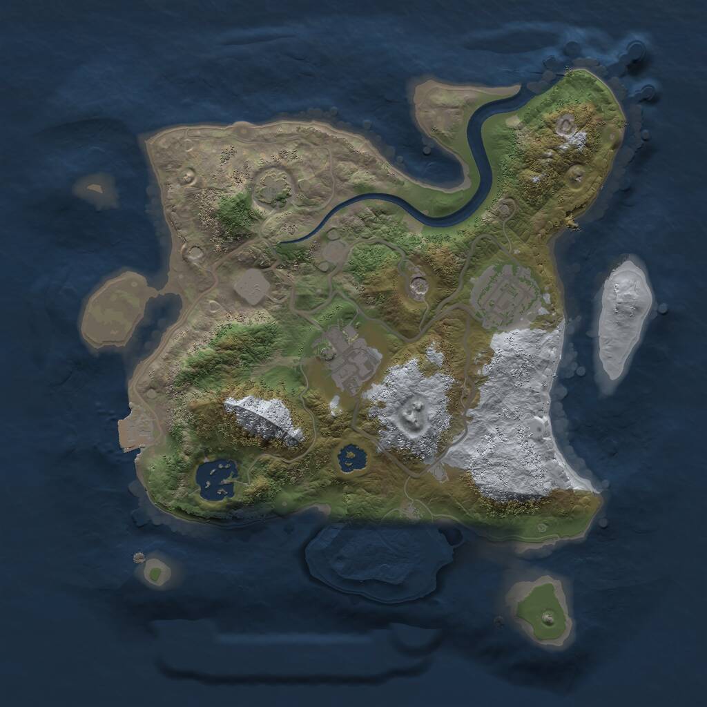 Rust Map: Procedural Map, Size: 2500, Seed: 98761982, 6 Monuments