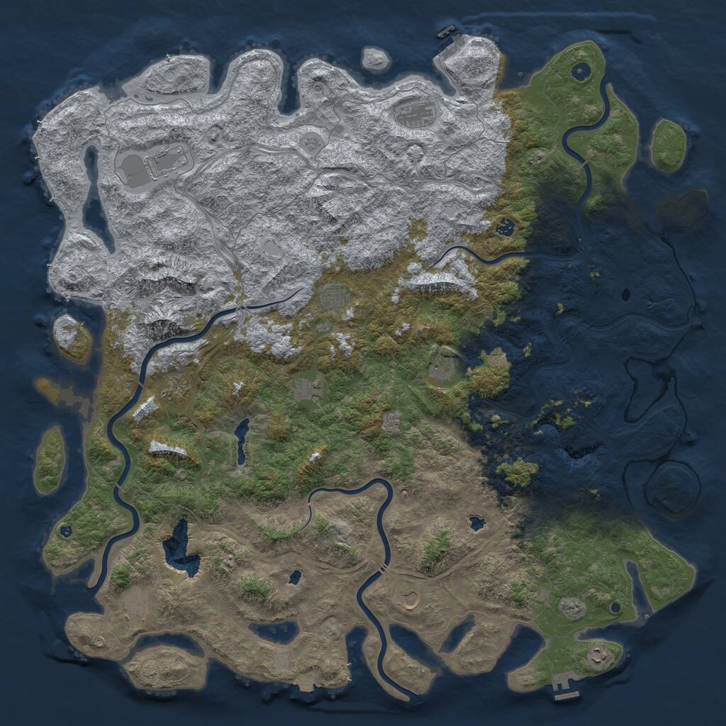 Rust Map: Procedural Map, Size: 6000, Seed: 3457643, 17 Monuments