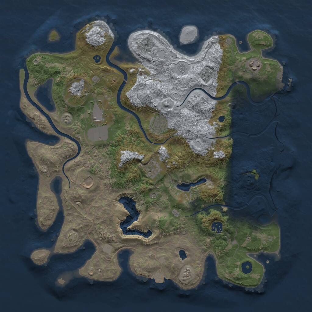 Rust Map: Procedural Map, Size: 4000, Seed: 2054634909, 14 Monuments