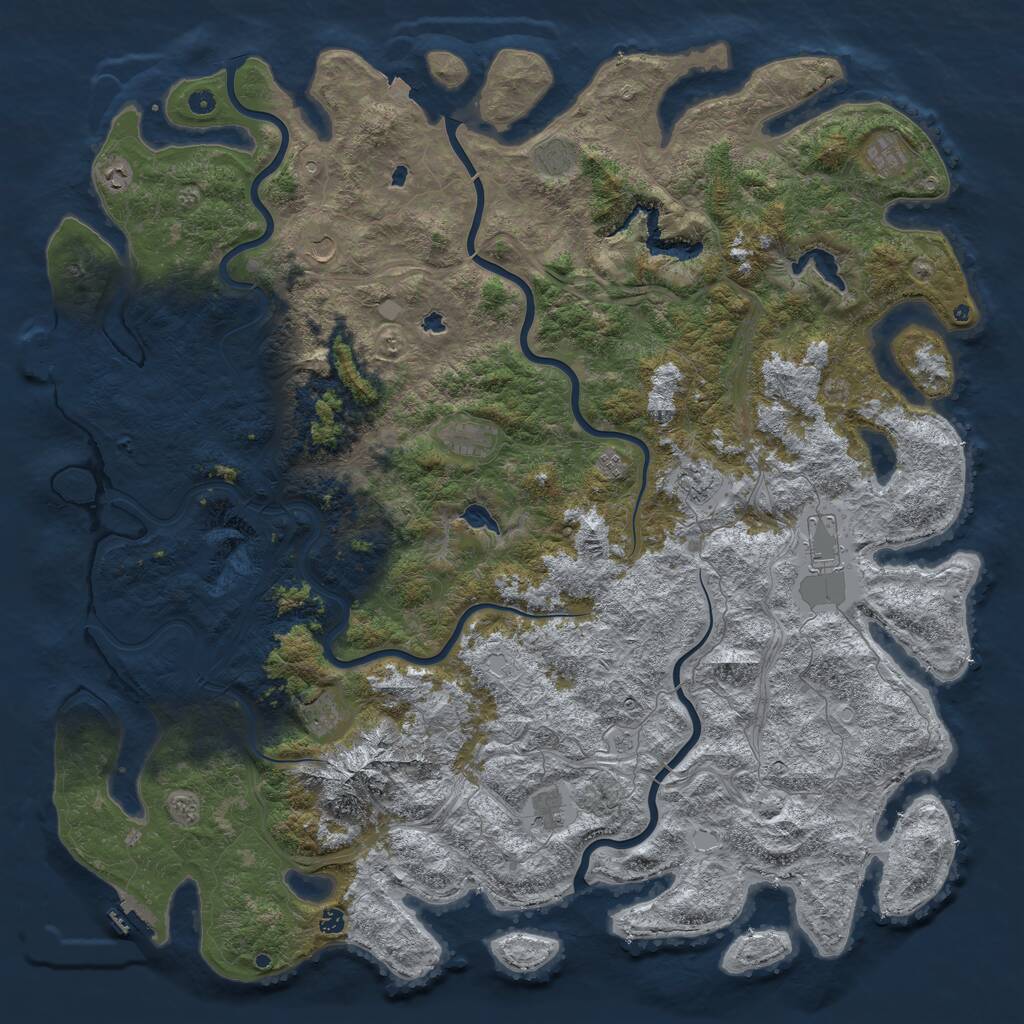Rust Map: Procedural Map, Size: 6000, Seed: 25771, 17 Monuments