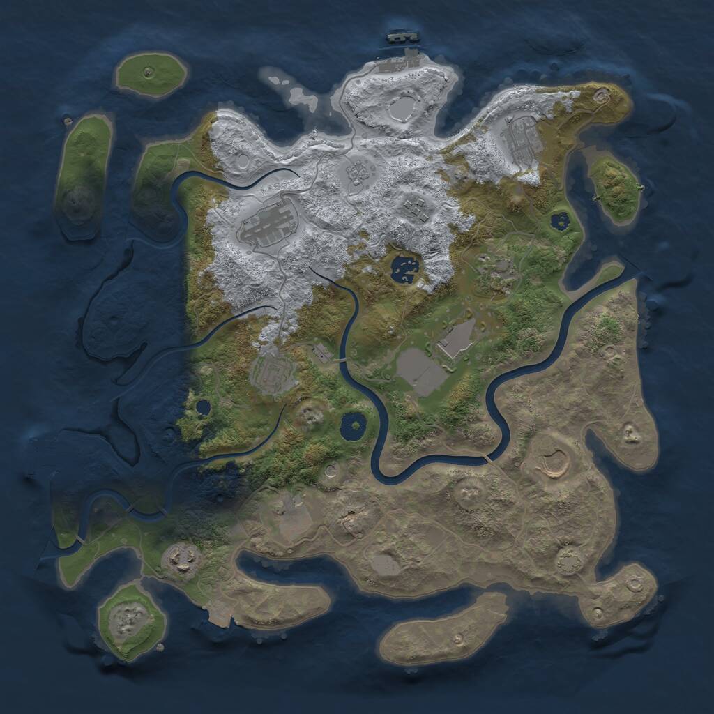 Rust Map: Procedural Map, Size: 3800, Seed: 260058821, 16 Monuments