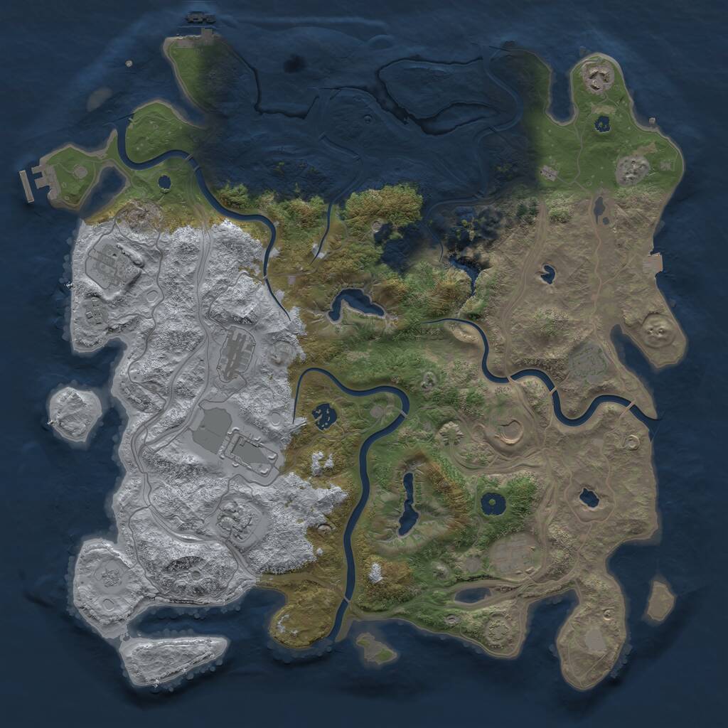 Rust Map: Procedural Map, Size: 4500, Seed: 518563769, 16 Monuments