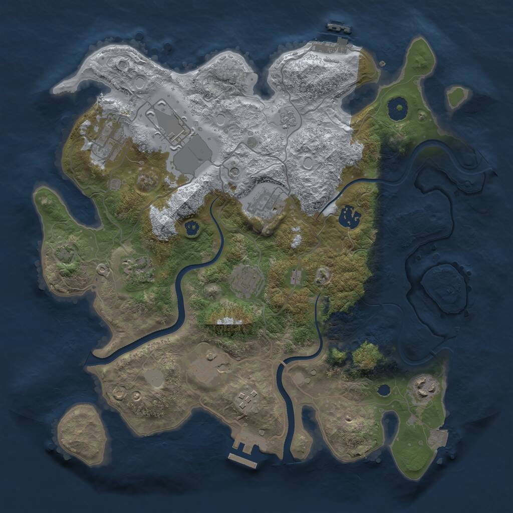 Rust Map: Procedural Map, Size: 3500, Seed: 785431, 15 Monuments