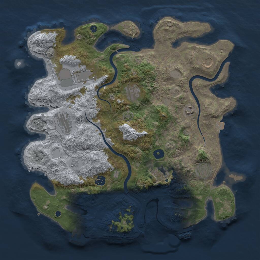 Rust Map: Procedural Map, Size: 3800, Seed: 1760076031, 15 Monuments