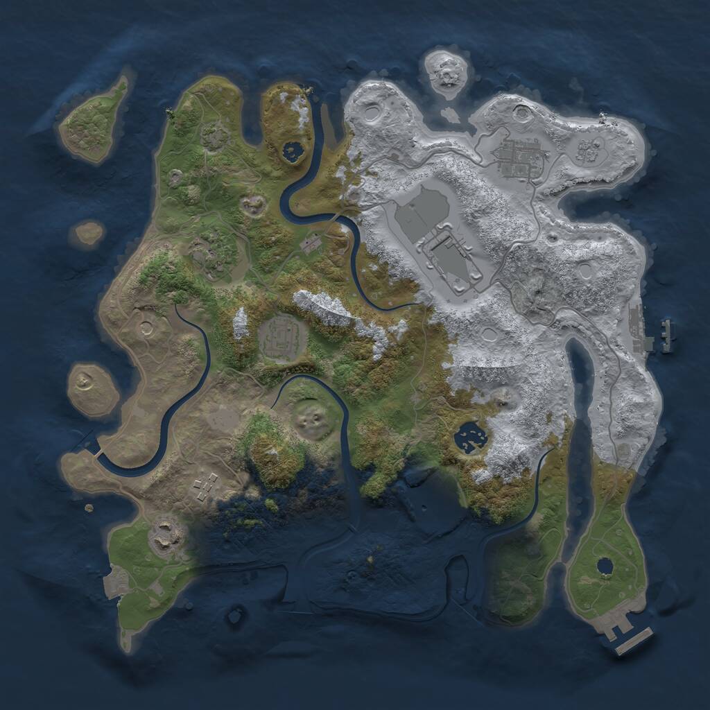 Rust Map: Procedural Map, Size: 3500, Seed: 478366548, 14 Monuments