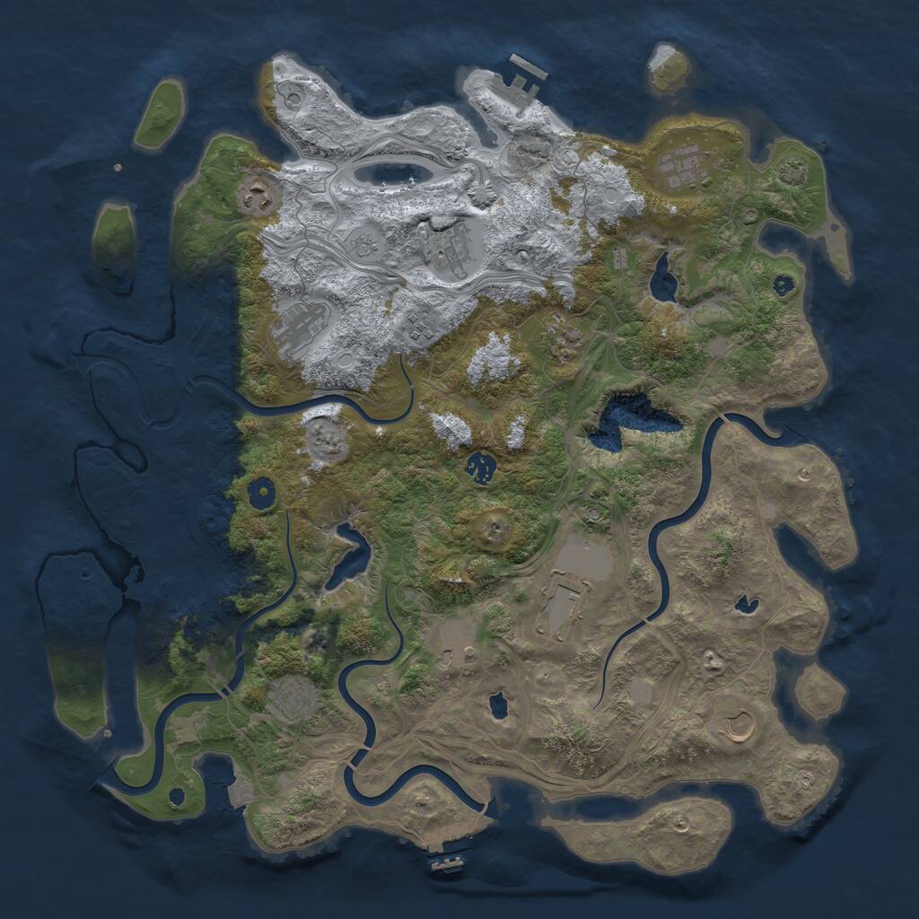 Rust Map: Procedural Map, Size: 4500, Seed: 2137711633, 17 Monuments