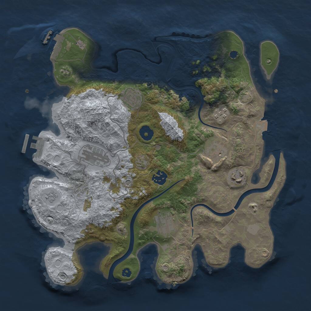 Rust Map: Procedural Map, Size: 3300, Seed: 1924096457, 13 Monuments