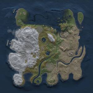Thumbnail Rust Map: Procedural Map, Size: 3300, Seed: 1924096457, 13 Monuments