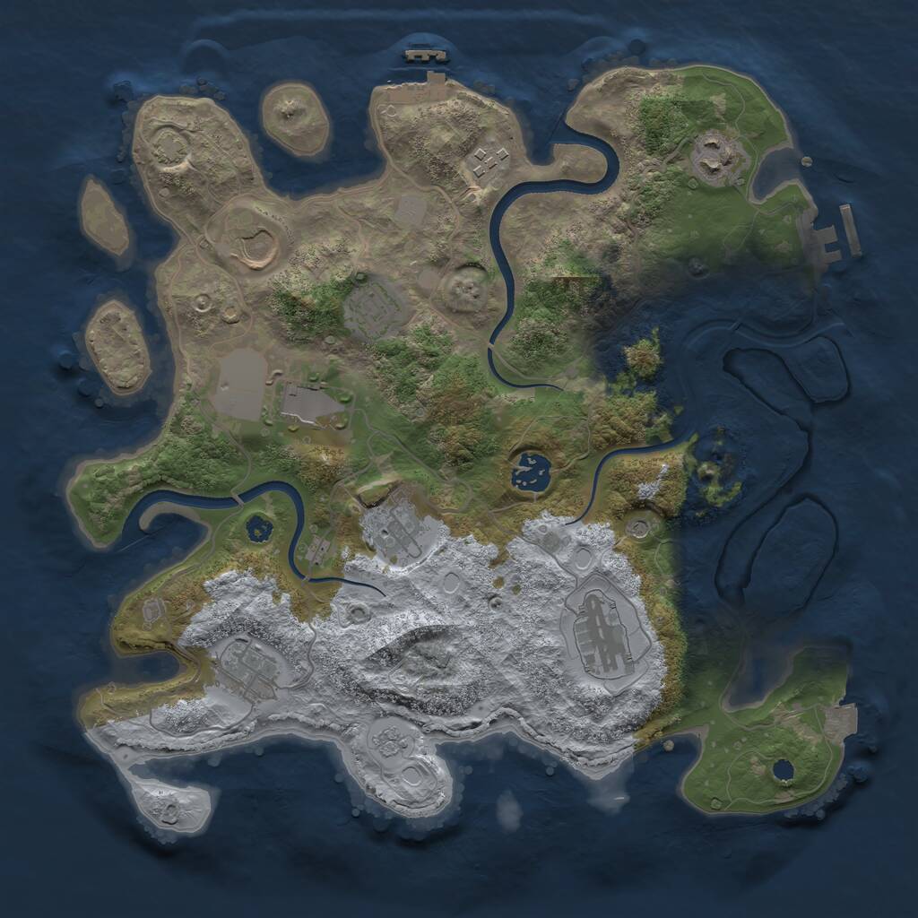 Rust Map: Procedural Map, Size: 3500, Seed: 841367918, 15 Monuments