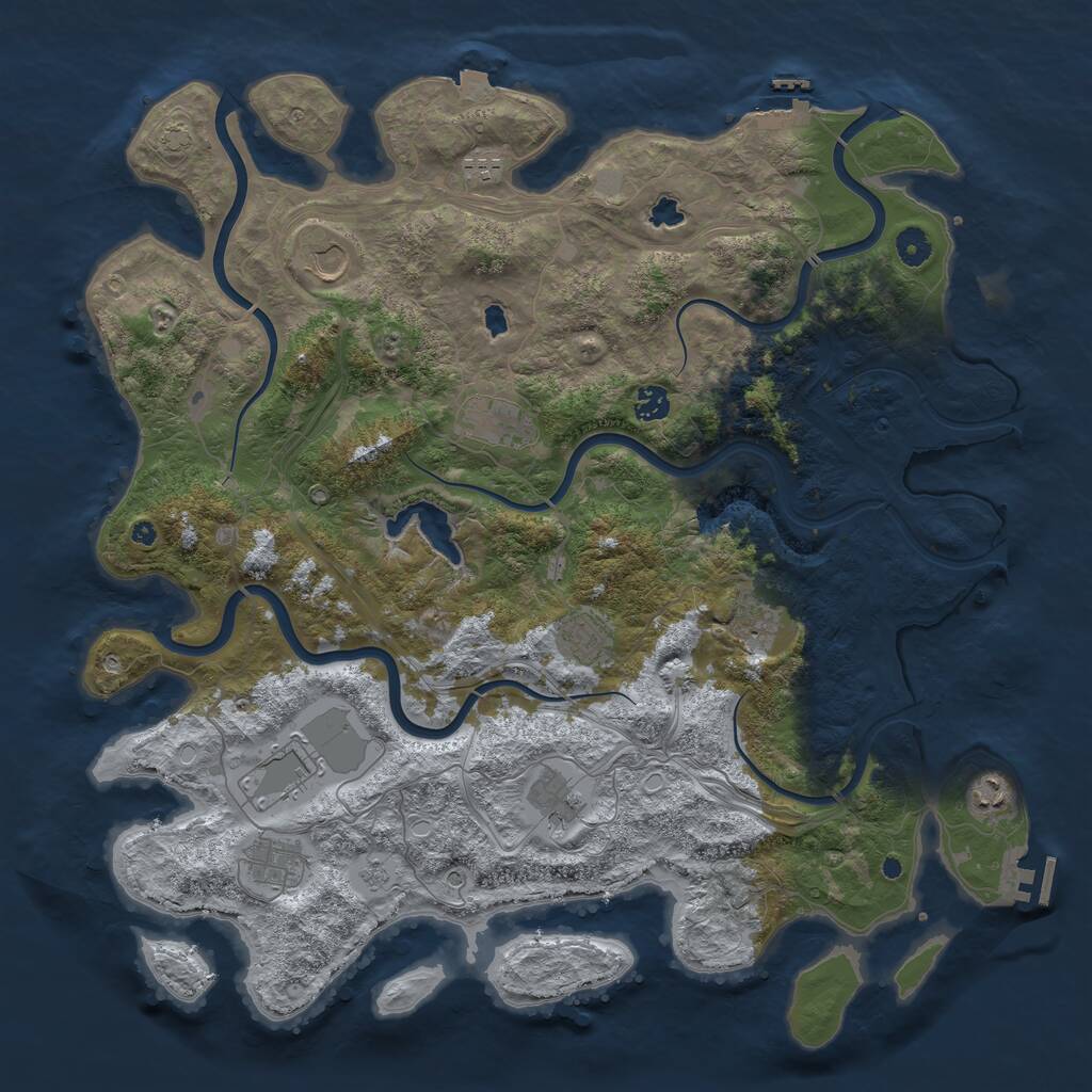 Rust Map: Procedural Map, Size: 4500, Seed: 1995, 16 Monuments