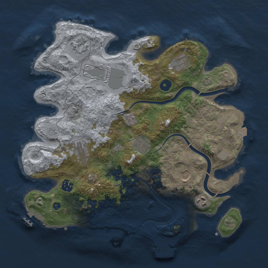 Rust Map: Procedural Map, Size: 3500, Seed: 1037867910, 15 Monuments