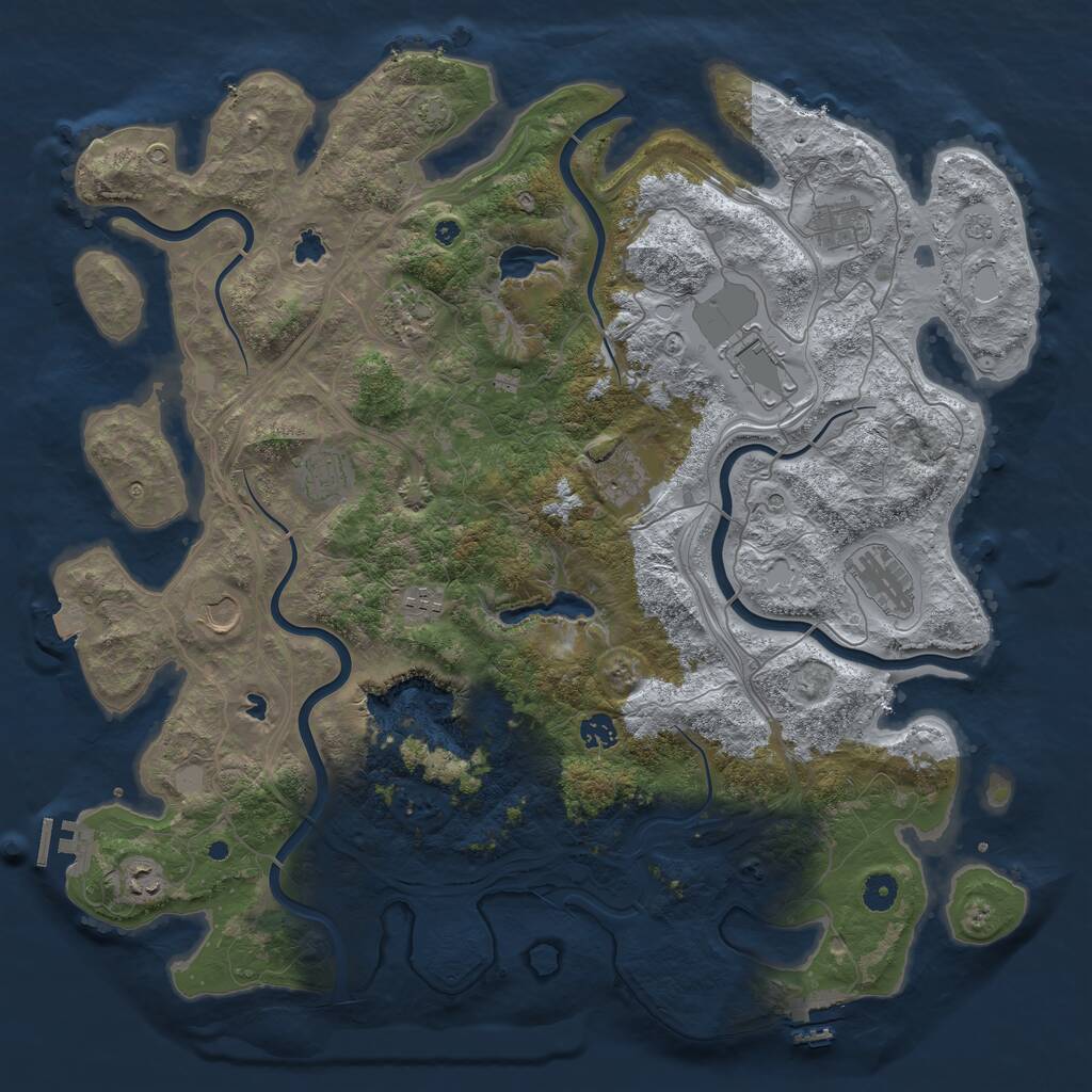 Rust Map: Procedural Map, Size: 4500, Seed: 18385, 16 Monuments