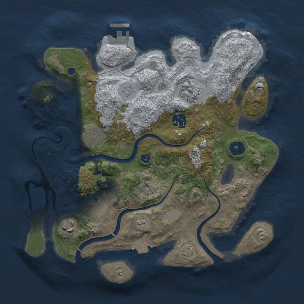 Rust Map: Procedural Map, Size: 3150, Seed: 75051, 11 Monuments
