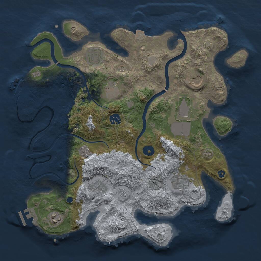 Rust Map: Procedural Map, Size: 3500, Seed: 209091999, 15 Monuments