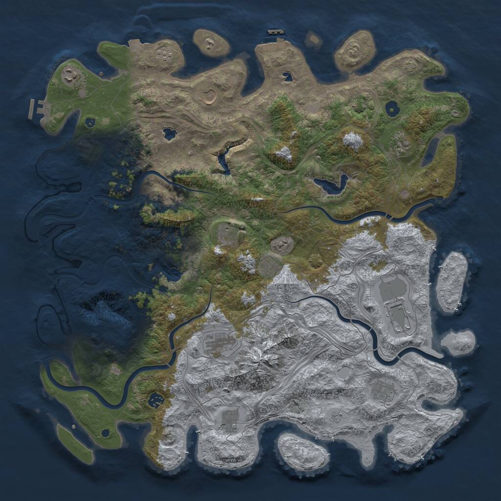 Rust Map: Procedural Map, Size: 5000, Seed: 38036193, 17 Monuments