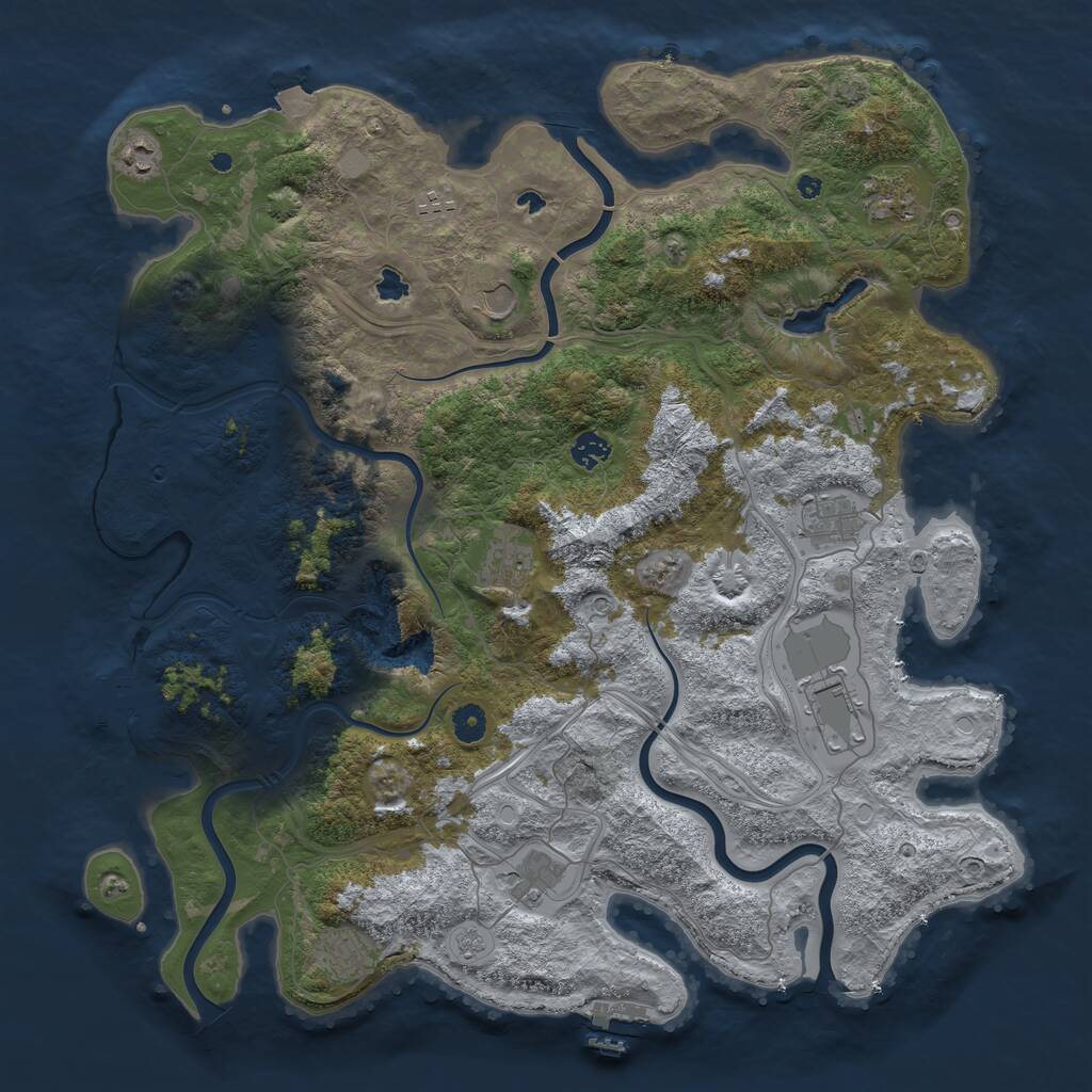 Rust Map: Procedural Map, Size: 4500, Seed: 2052358430, 16 Monuments