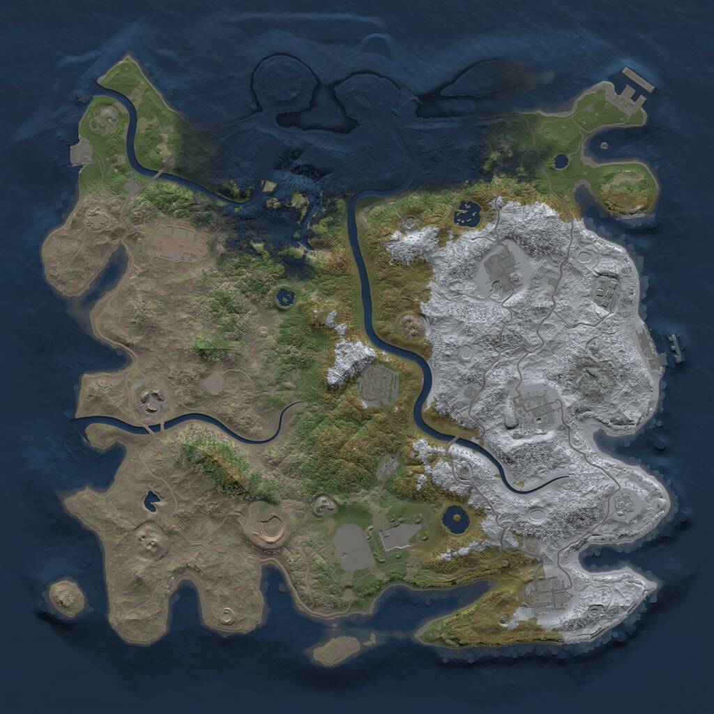 Rust Map: Procedural Map, Size: 4000, Seed: 5378, 16 Monuments