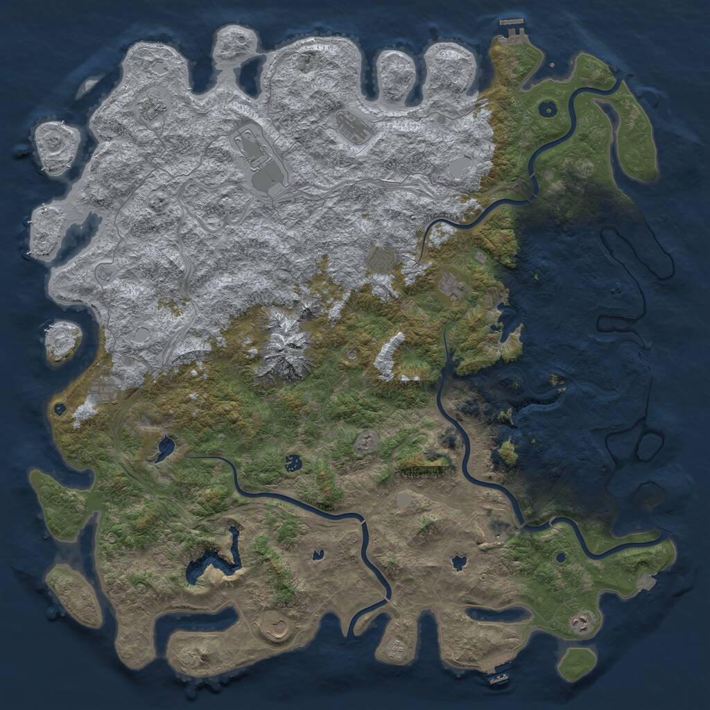 Rust Map: Procedural Map, Size: 6000, Seed: 10231998, 17 Monuments