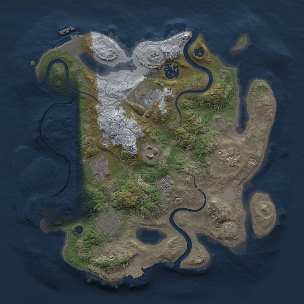 Rust Map: Procedural Map, Size: 3000, Seed: 1150103826, 12 Monuments