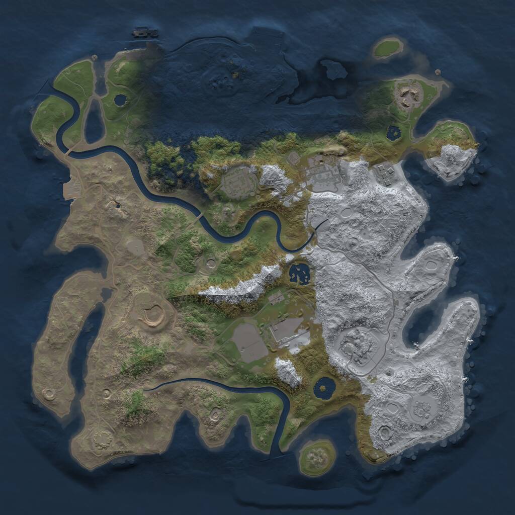 Rust Map: Procedural Map, Size: 3500, Seed: 2135705087, 14 Monuments