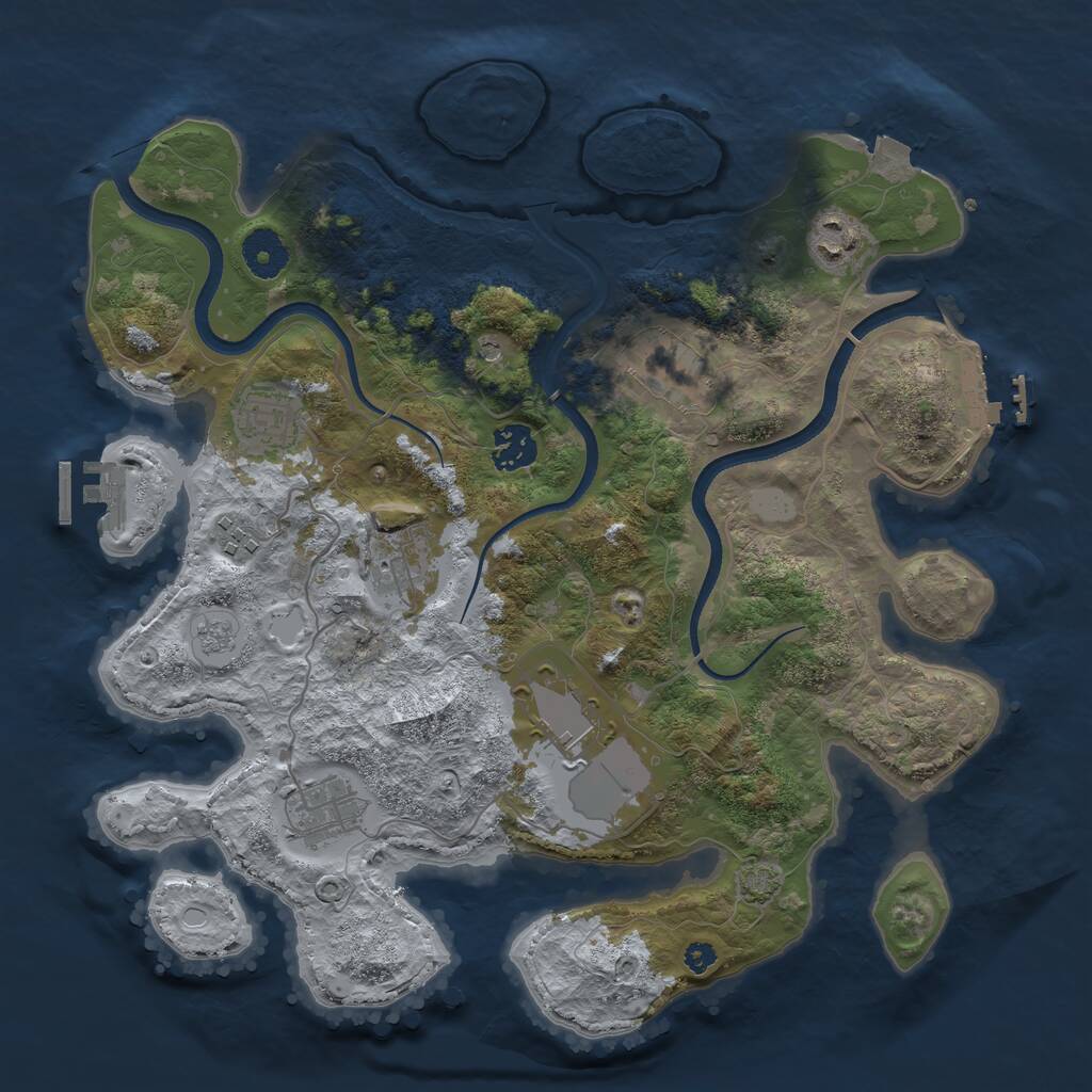 Rust Map: Procedural Map, Size: 3500, Seed: 697388883, 14 Monuments