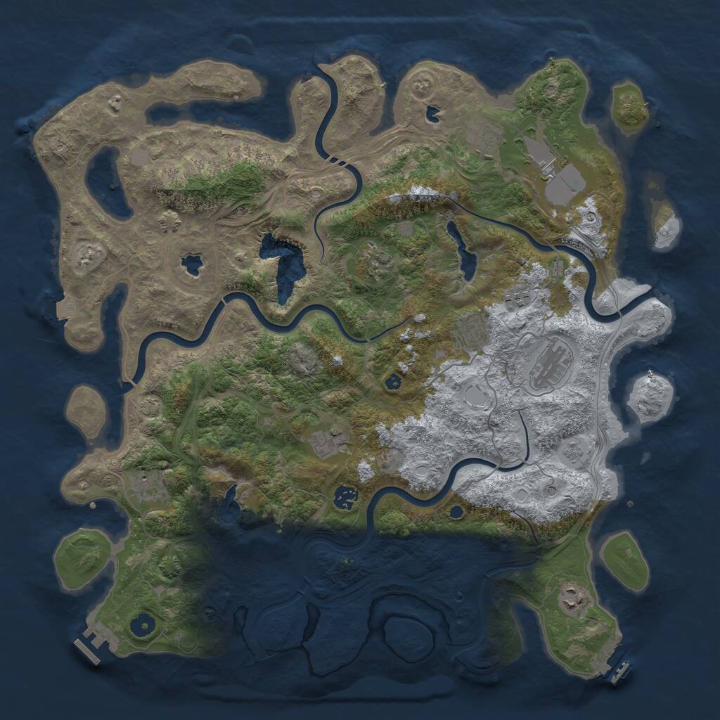 Rust Map: Procedural Map, Size: 4500, Seed: 409775852, 16 Monuments