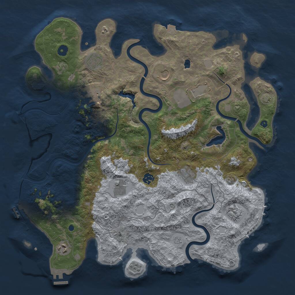 Rust Map: Procedural Map, Size: 4150, Seed: 50000, 16 Monuments