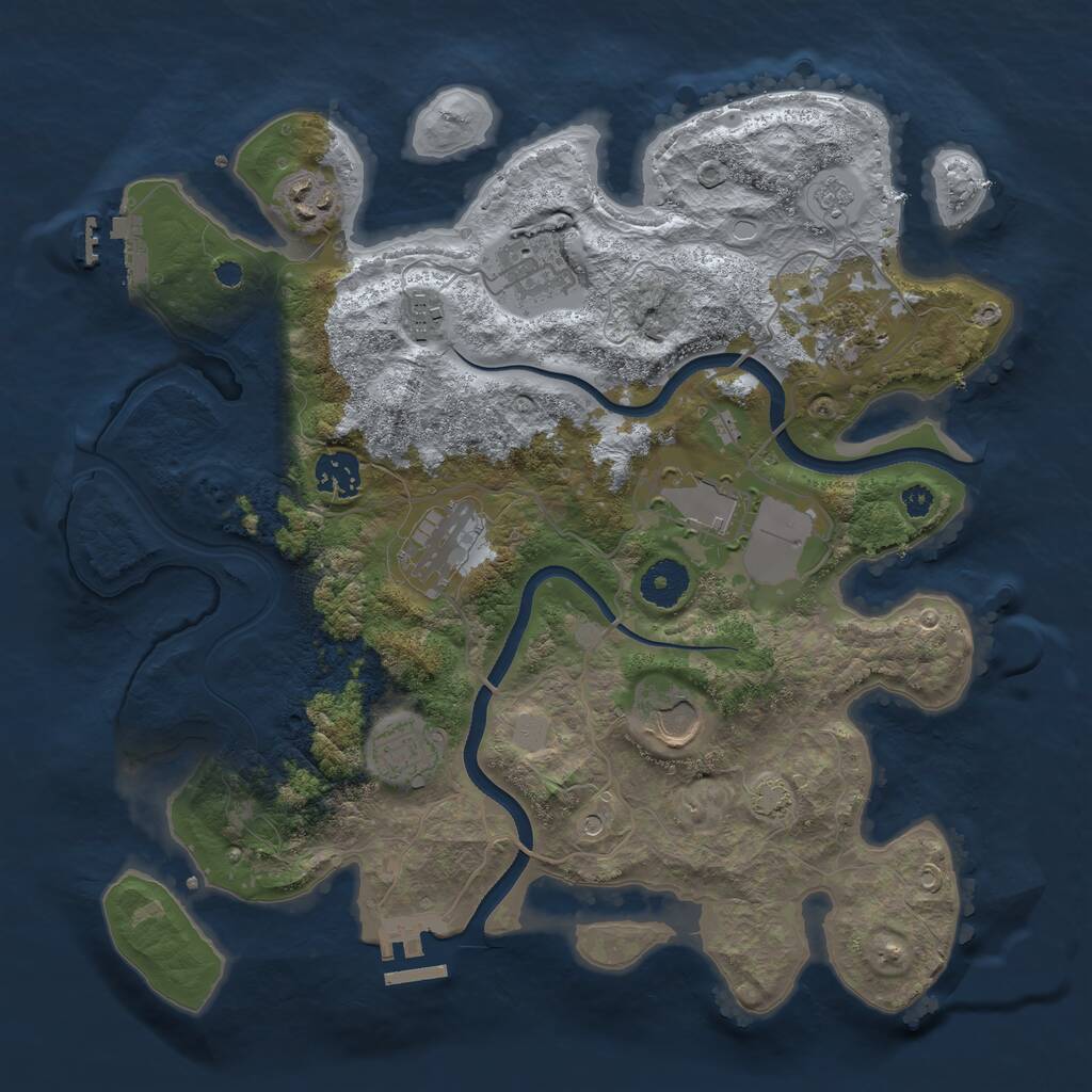 Rust Map: Procedural Map, Size: 3500, Seed: 2095259400, 15 Monuments