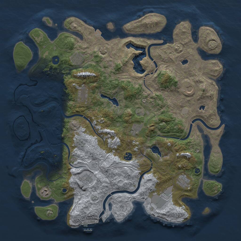 Rust Map: Procedural Map, Size: 4500, Seed: 999450244, 15 Monuments