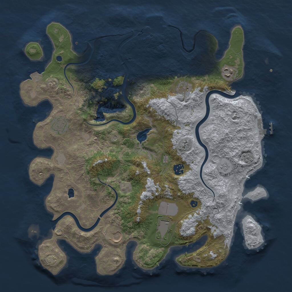 Rust Map: Procedural Map, Size: 4000, Seed: 1987322585, 13 Monuments