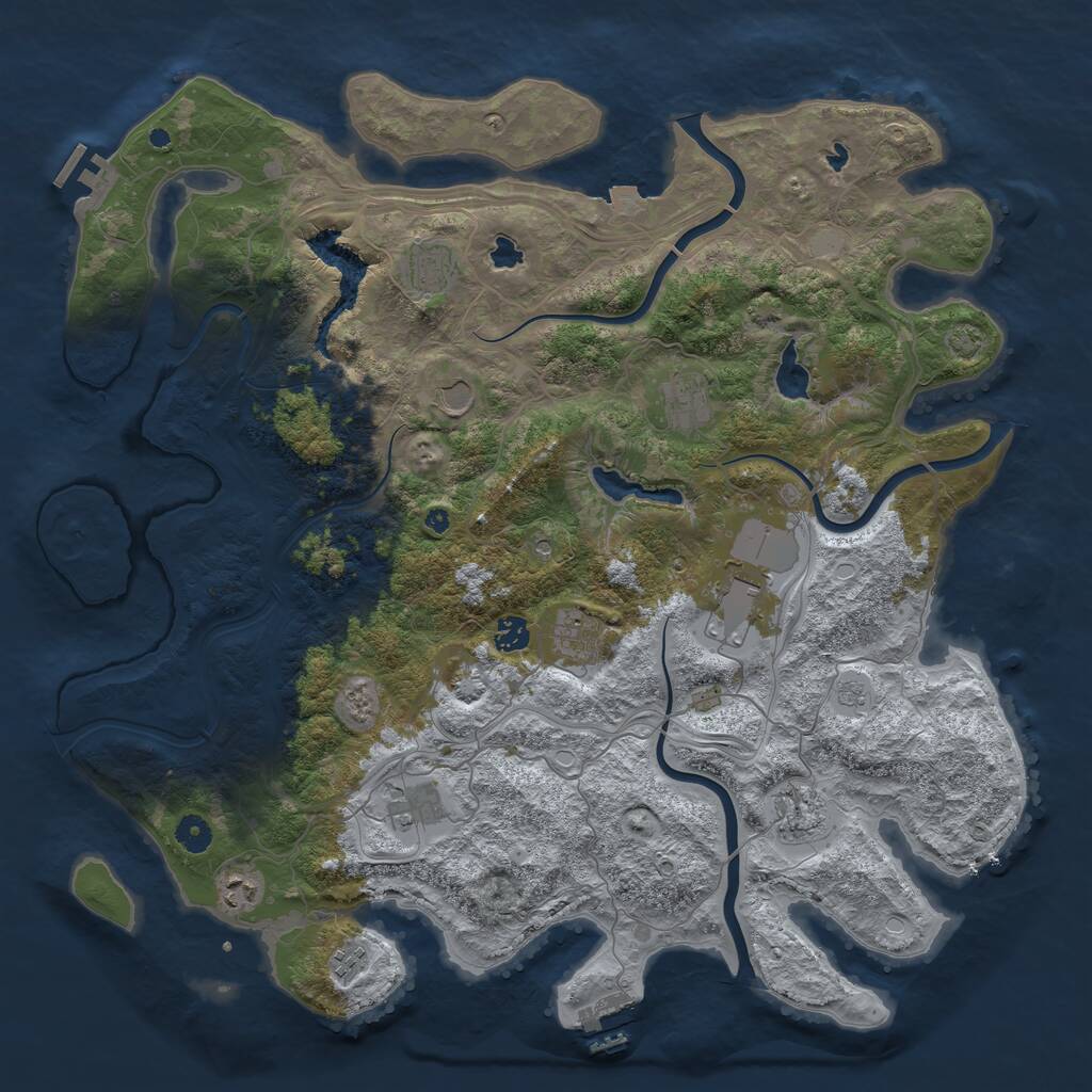 Rust Map: Procedural Map, Size: 4500, Seed: 746251349, 16 Monuments
