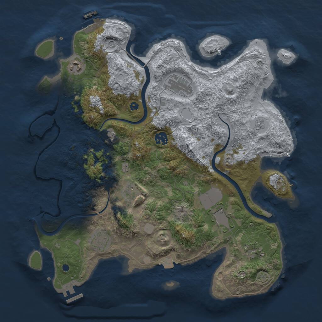 Rust Map: Procedural Map, Size: 3700, Seed: 231551, 14 Monuments
