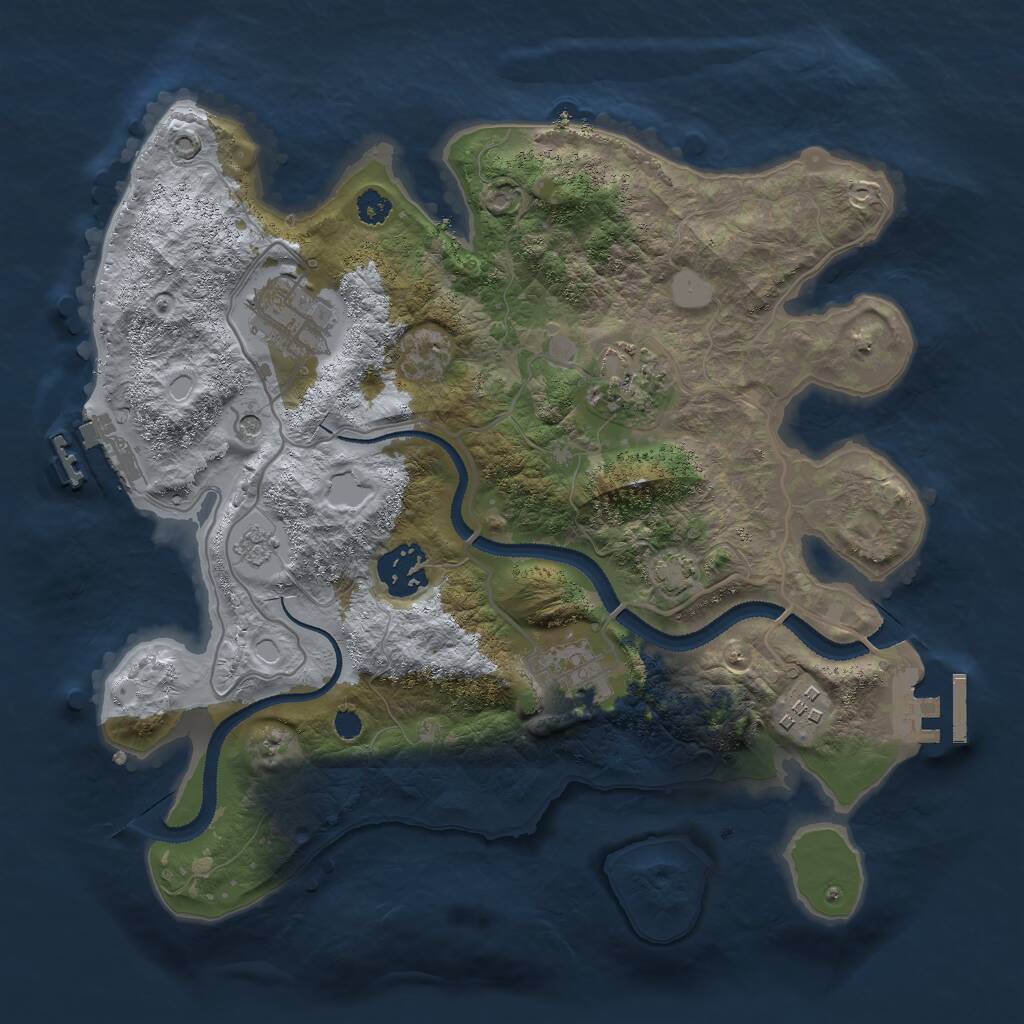 Rust Map: Procedural Map, Size: 3000, Seed: 396279920, 11 Monuments