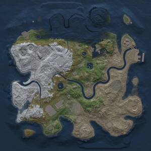 Thumbnail Rust Map: Procedural Map, Size: 3500, Seed: 74251571, 14 Monuments