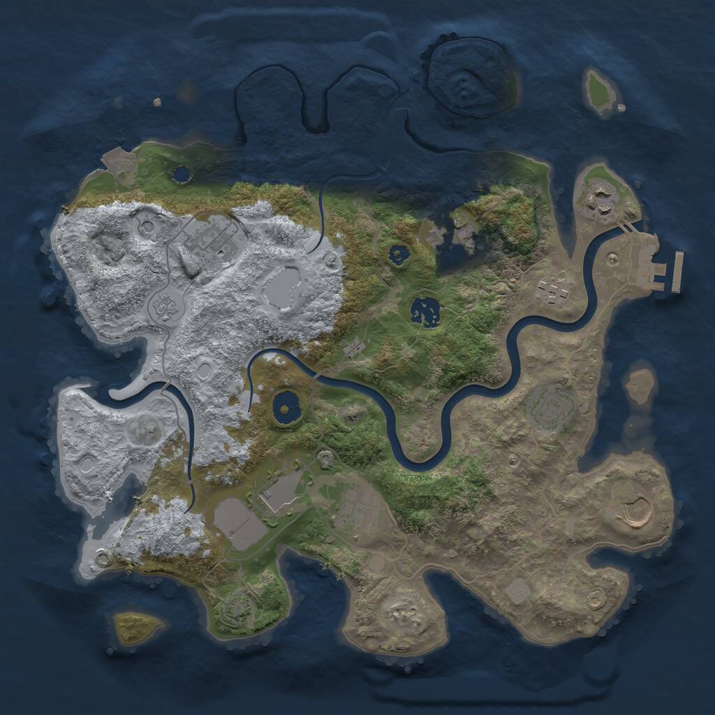 Rust Map: Procedural Map, Size: 3500, Seed: 74251571, 14 Monuments