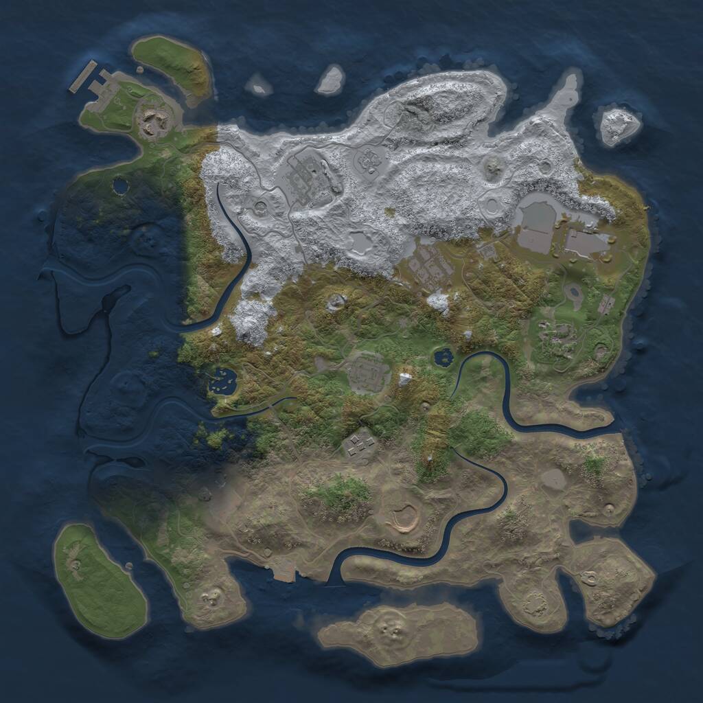 Rust Map: Procedural Map, Size: 3750, Seed: 1996849016, 15 Monuments