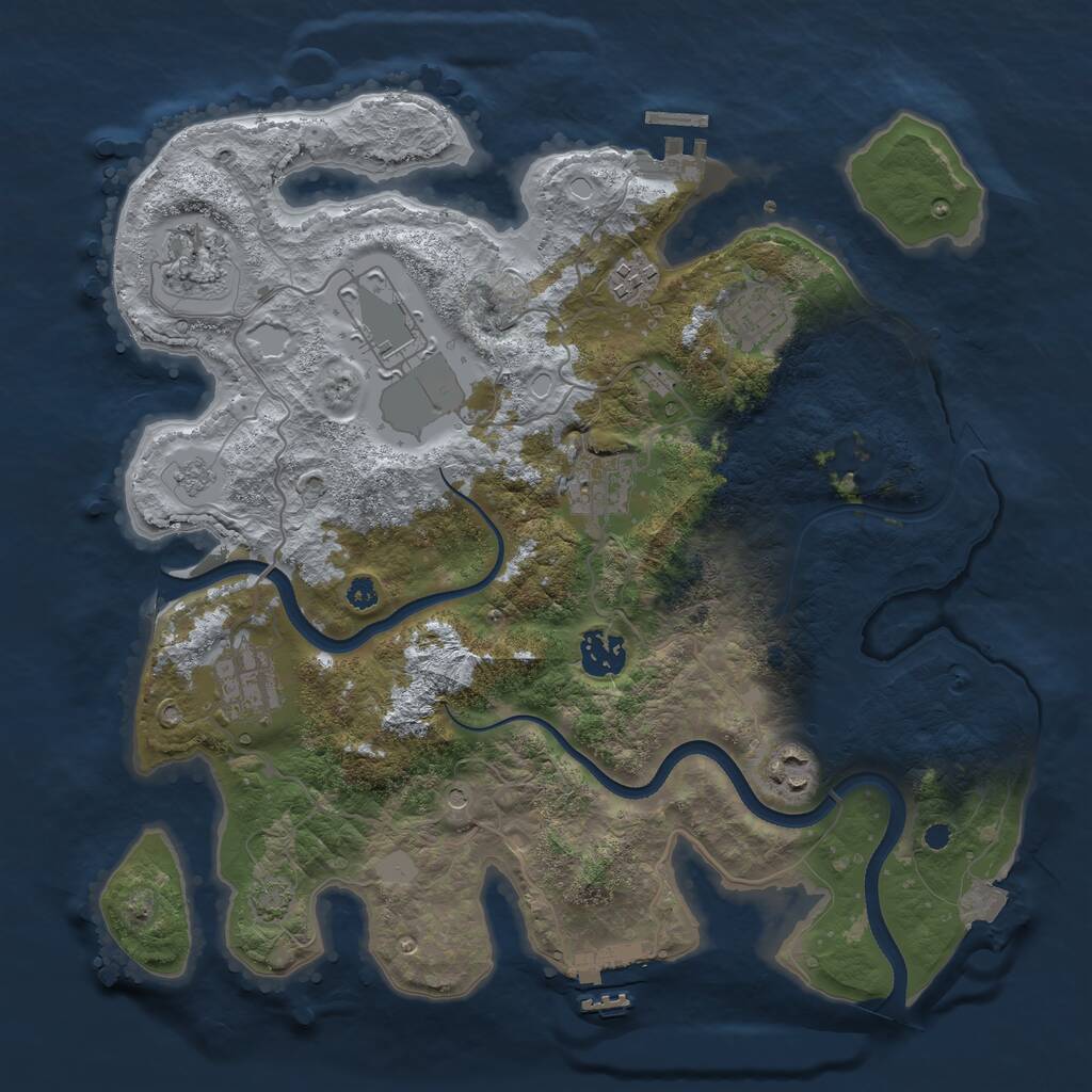 Rust Map: Procedural Map, Size: 3500, Seed: 853682, 14 Monuments