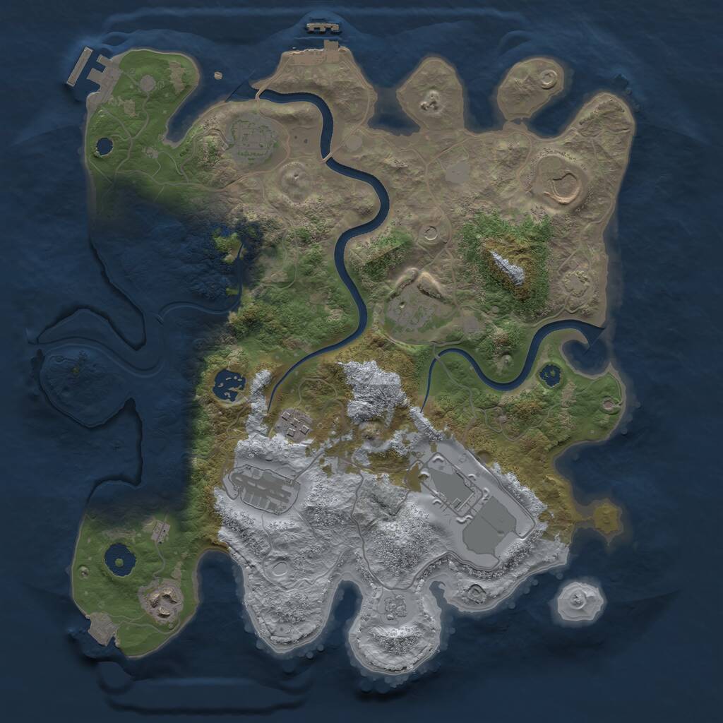 Rust Map: Procedural Map, Size: 3500, Seed: 11123442, 14 Monuments