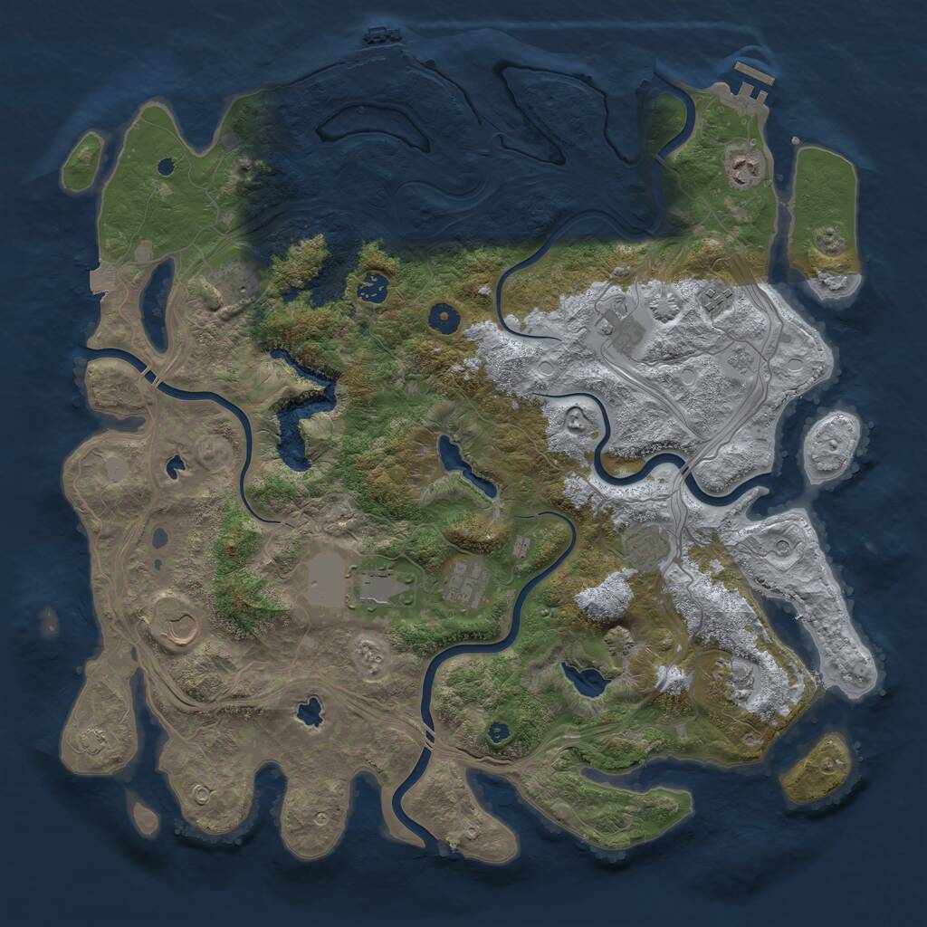 Rust Map: Procedural Map, Size: 4500, Seed: 1161197426, 16 Monuments