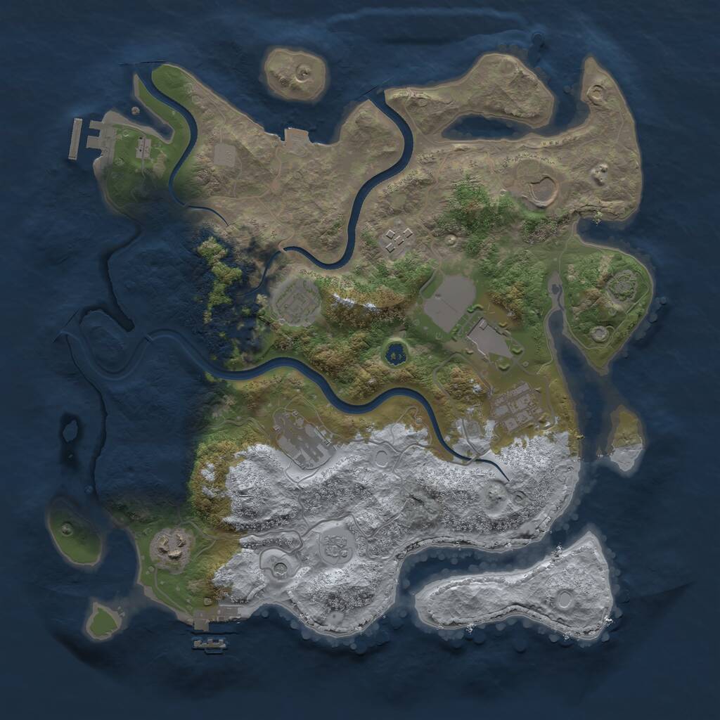 Rust Map: Procedural Map, Size: 3500, Seed: 1356118038, 13 Monuments