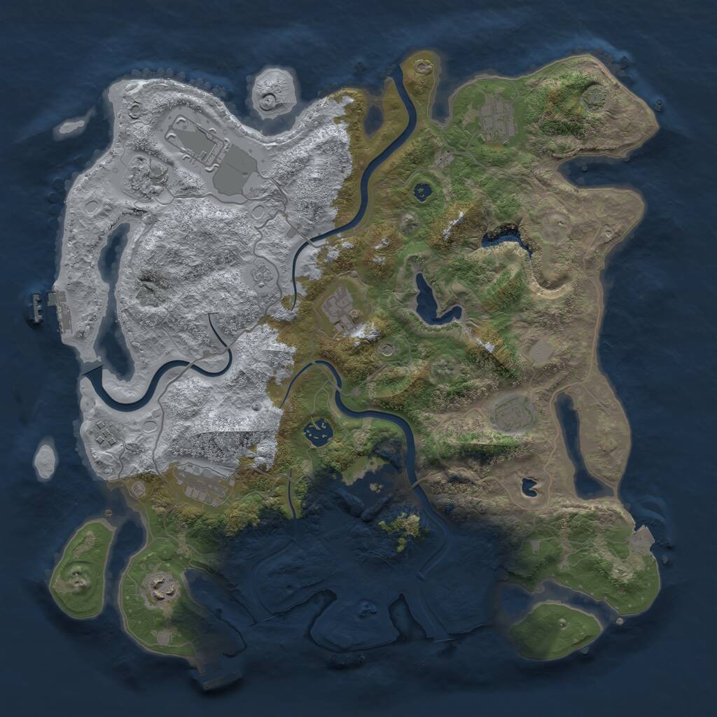 Rust Map: Procedural Map, Size: 4000, Seed: 10102025, 16 Monuments