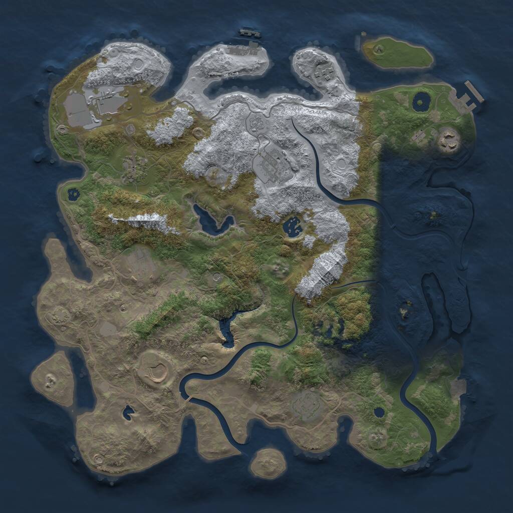 Rust Map: Procedural Map, Size: 4000, Seed: 1234425, 15 Monuments