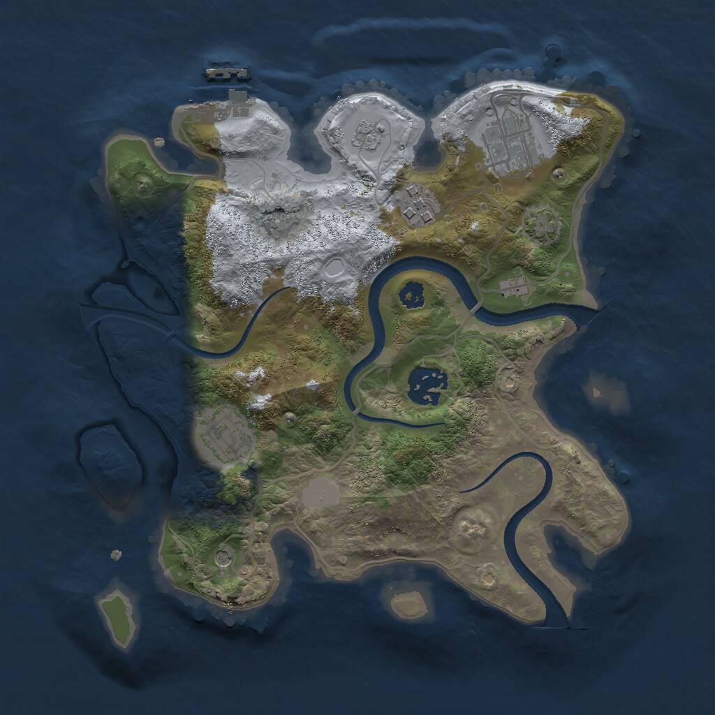 Rust Map: Procedural Map, Size: 2700, Seed: 1760184110, 9 Monuments