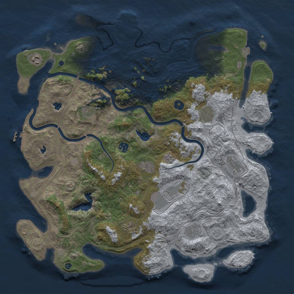 Rust Map: Procedural Map, Size: 4500, Seed: 158132, 16 Monuments