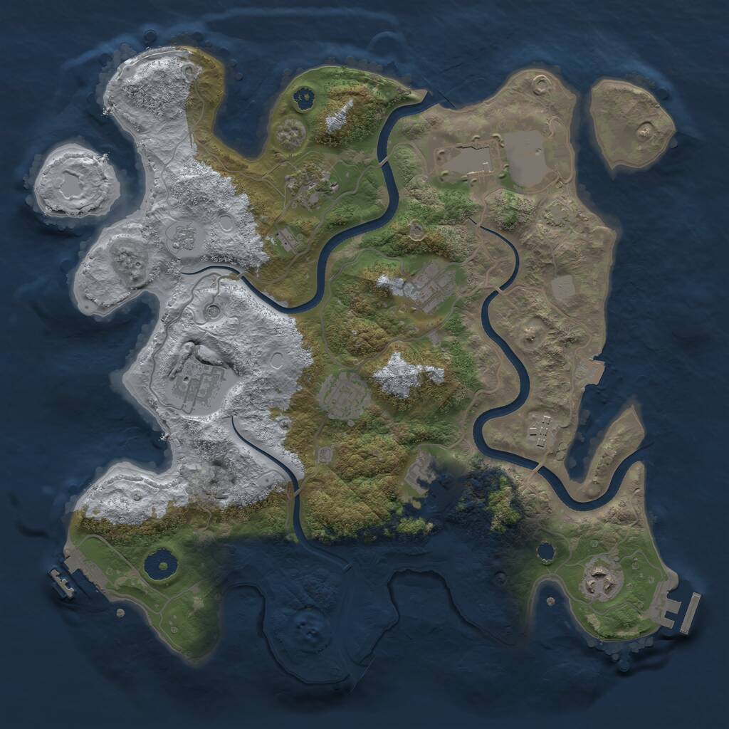 Rust Map: Procedural Map, Size: 3500, Seed: 15342, 14 Monuments