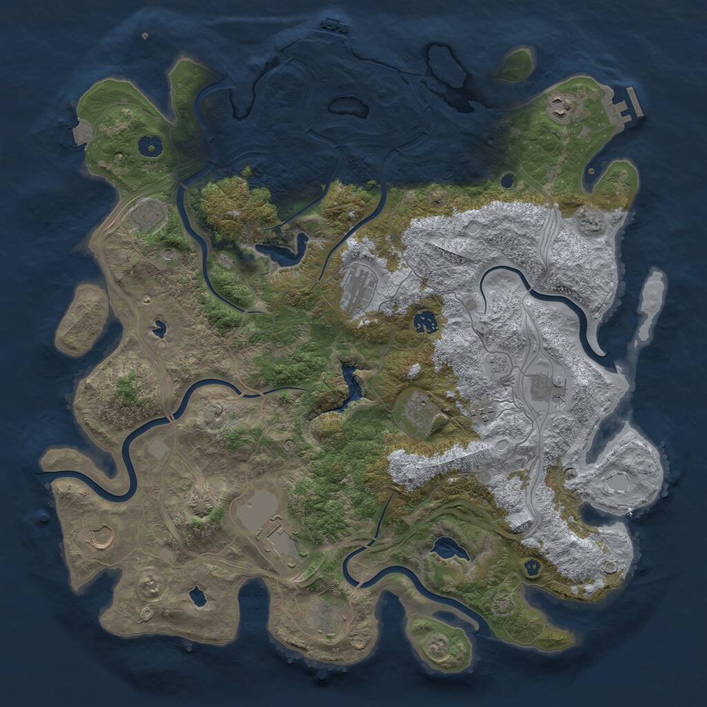Rust Map: Procedural Map, Size: 4500, Seed: 1977472268, 16 Monuments